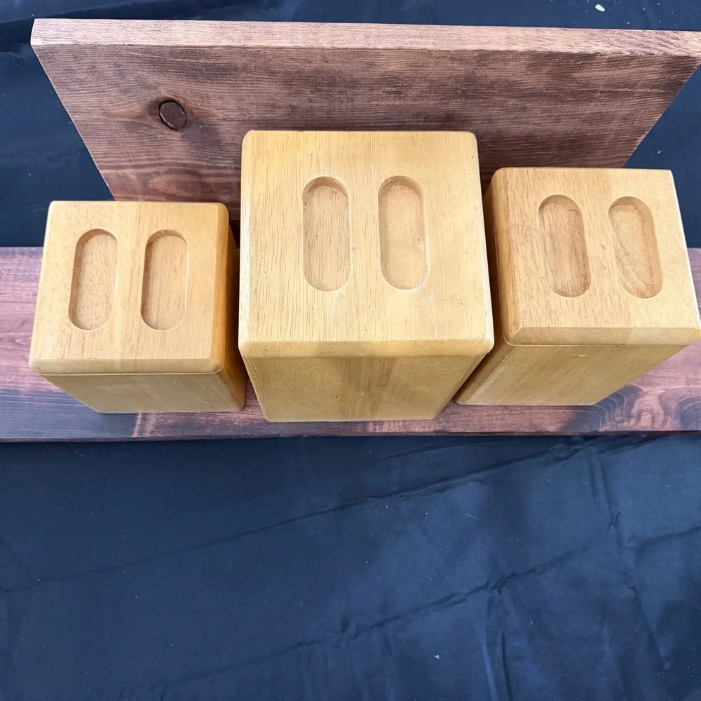 Vintage Kamenstein Wood Canister Set 3 Piece Square Nesting Kitchen Storage